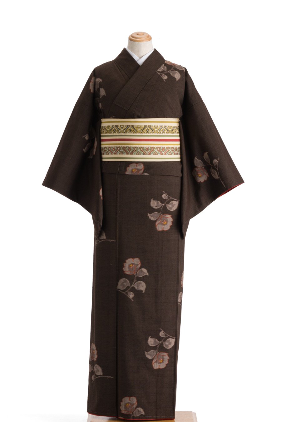 お気にいる 大島紬 地空き 抽象椿の小紋 着物 111w - 浴衣/水着