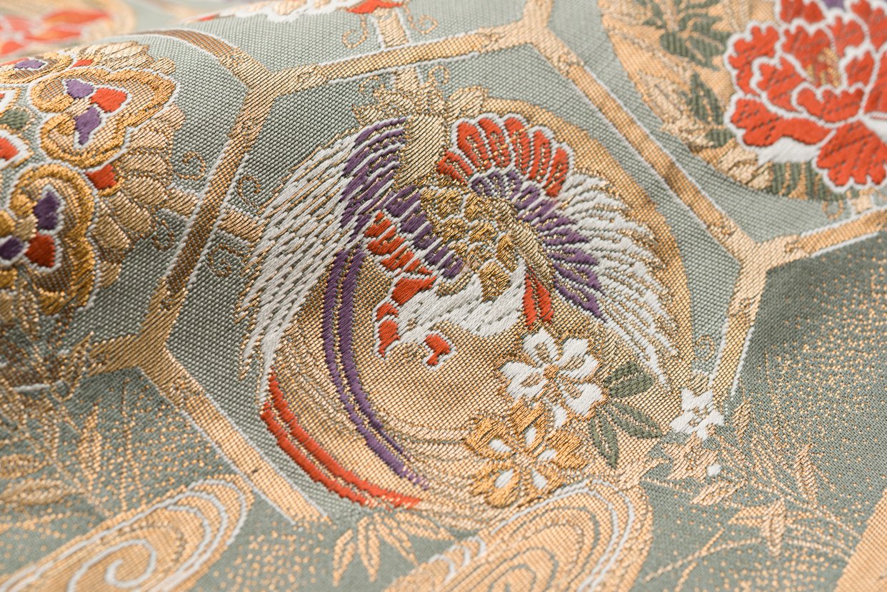 袋帯○金亀甲に鶴や華紋 - からん::アンティーク着物・リサイクル着物