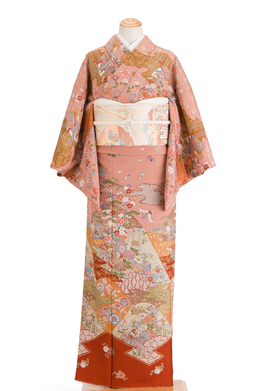 総柄訪問着 桜に蝶 宝尽くし紋など からん::アンティーク着物・リサイクル着物の通販サイト