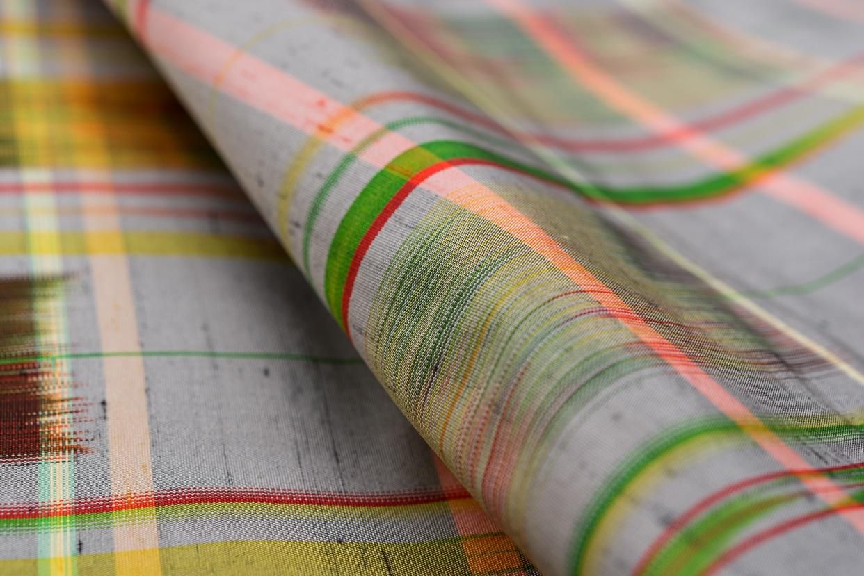 紬 カラフルな格子 - からん::アンティーク着物・リサイクル着物の通販