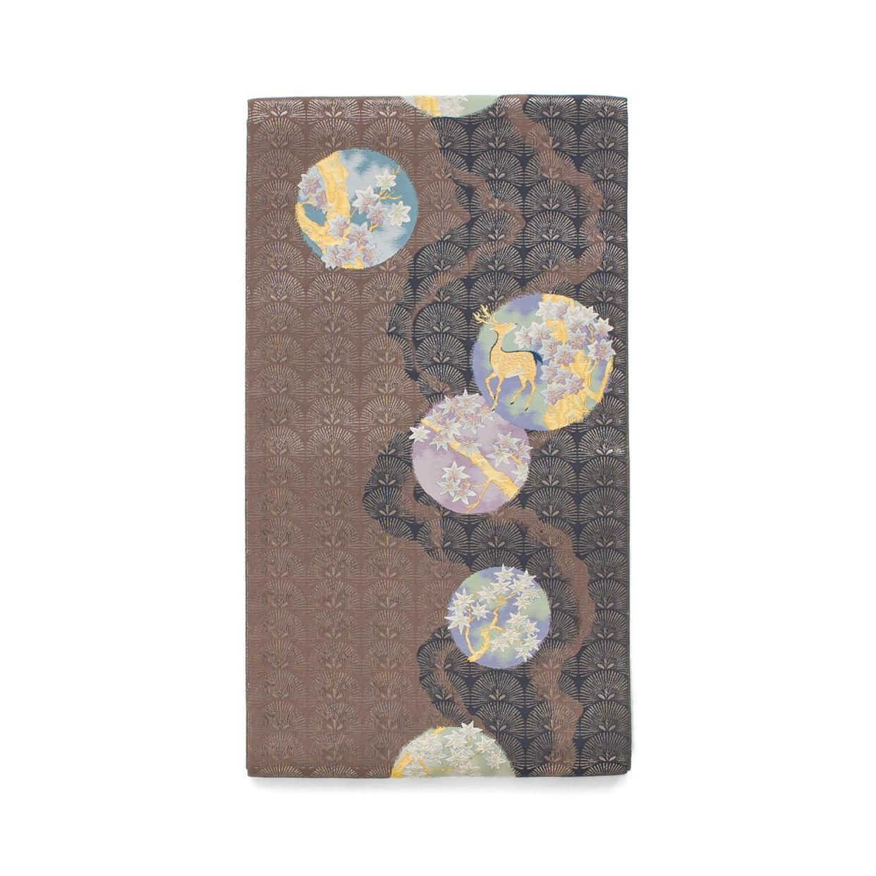 未着用　鹿の子　葛　リーフ模様　袋帯　着物　114a p 袋帯○金彩 葛模様 - からん::アンティーク着物・リサイクル着物