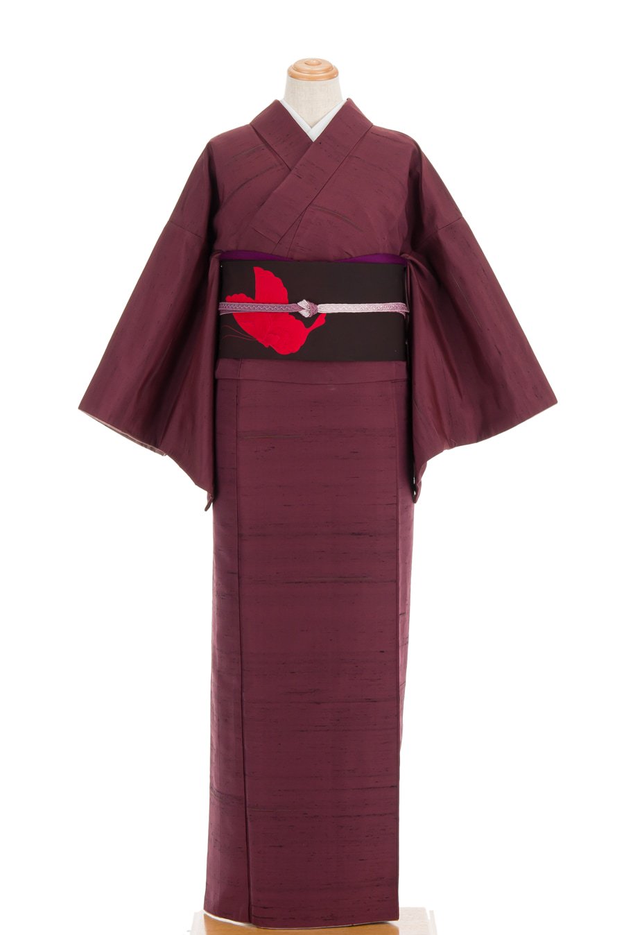 紬 赤紫 ゆったりサイズ - からん::アンティーク着物・リサイクル着物