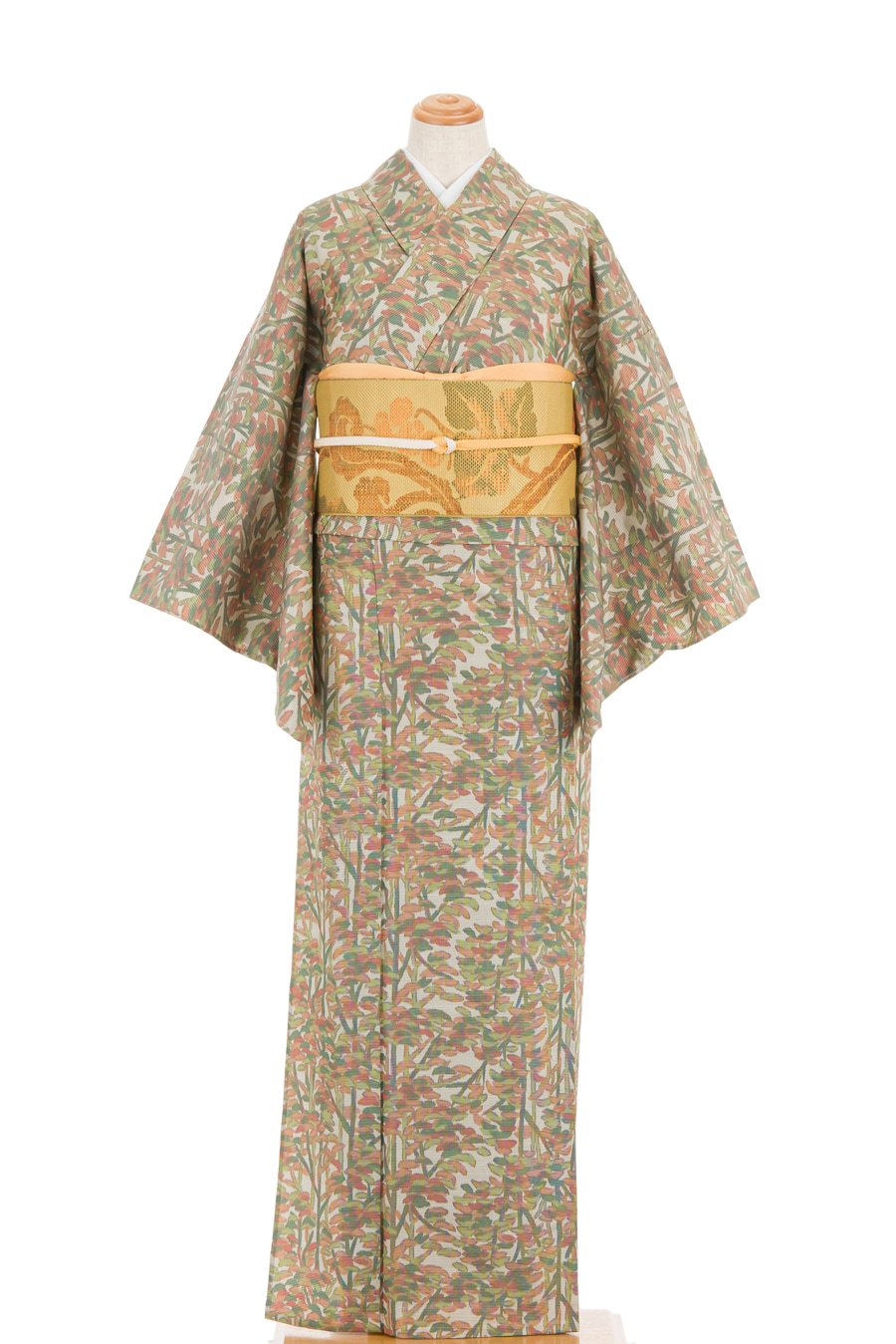 単衣 紬 木の縞 - からん::アンティーク着物・リサイクル着物の通販サイト