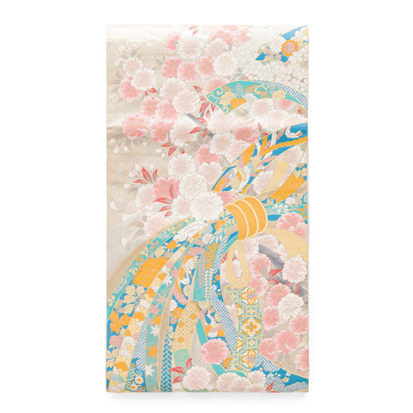 袋帯●八重桜と熨斗目