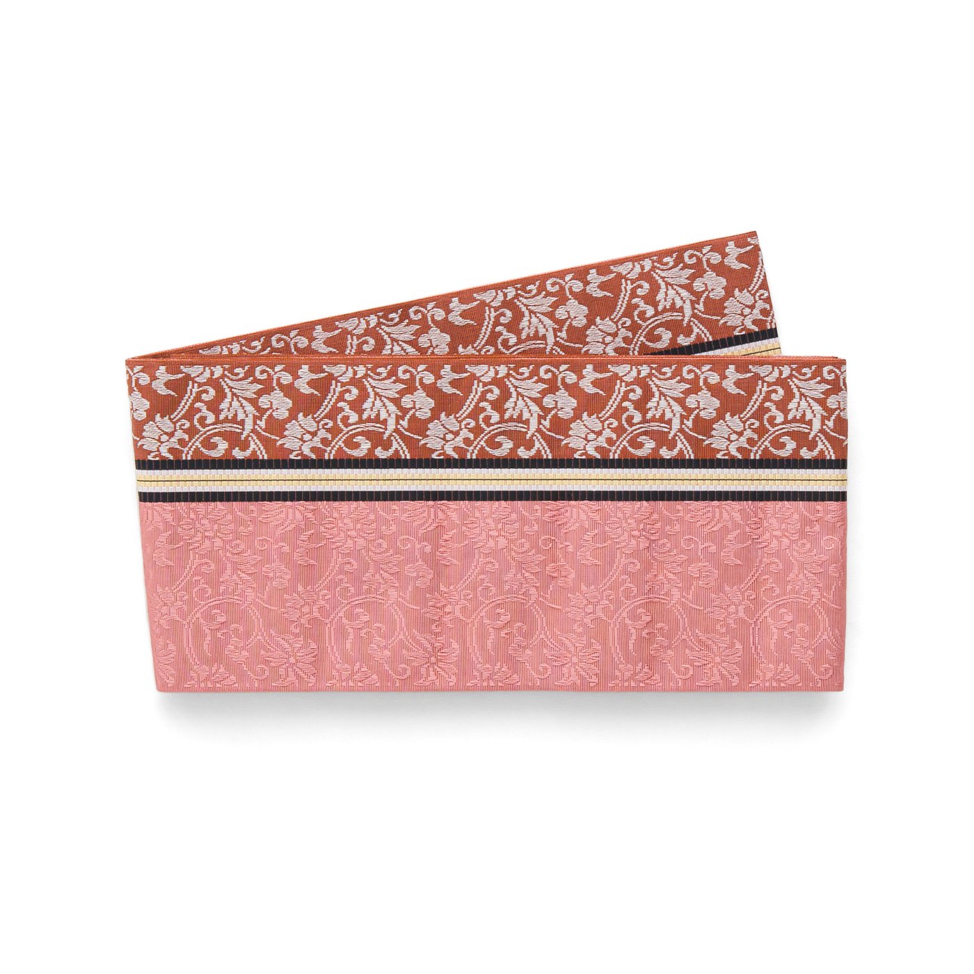 「博多小袋帯　ローズピンク　唐花」の商品画像
