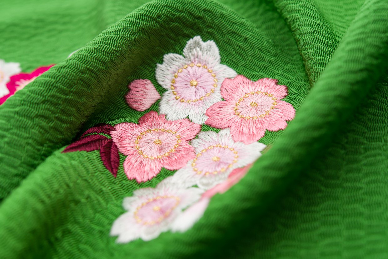 新品帯揚げ　刺繍　桜