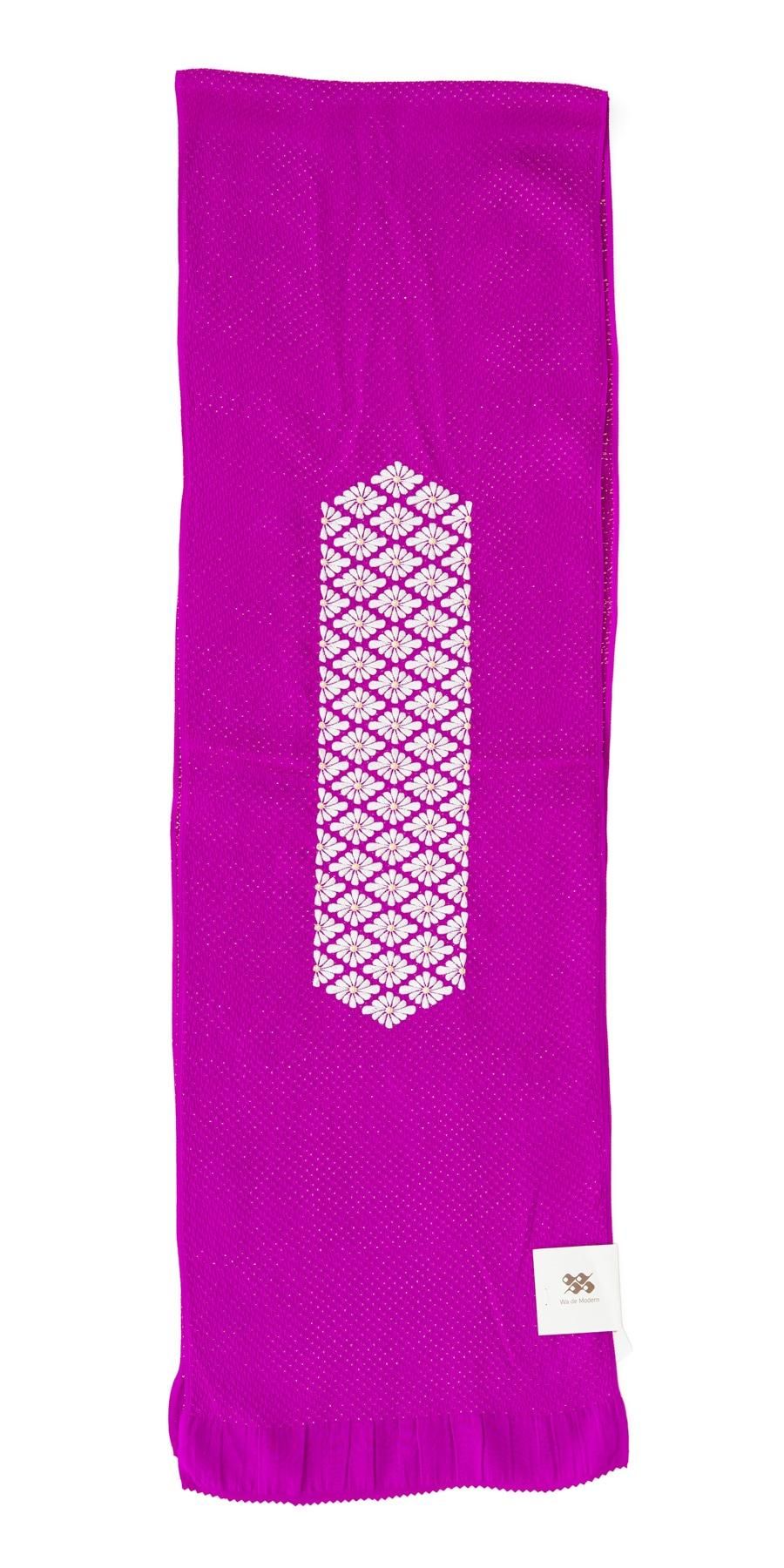 新品帯揚げ 刺繍 菊花菱 紫 - からん::アンティーク着物