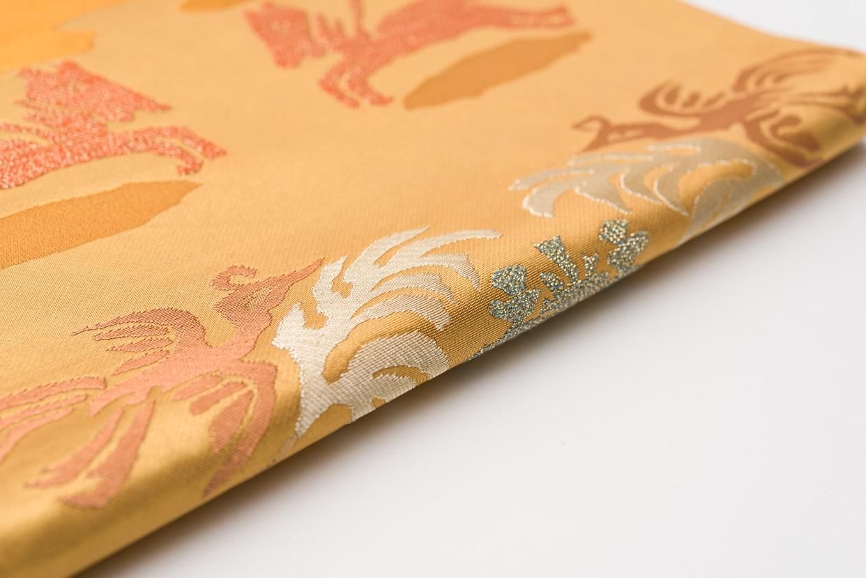 アンティークお買い得❗着物帯(袋帯) 24K純金箔 九百錦 鴛鴦 オシドリ 牡丹 袋帯 金糸 黒 176