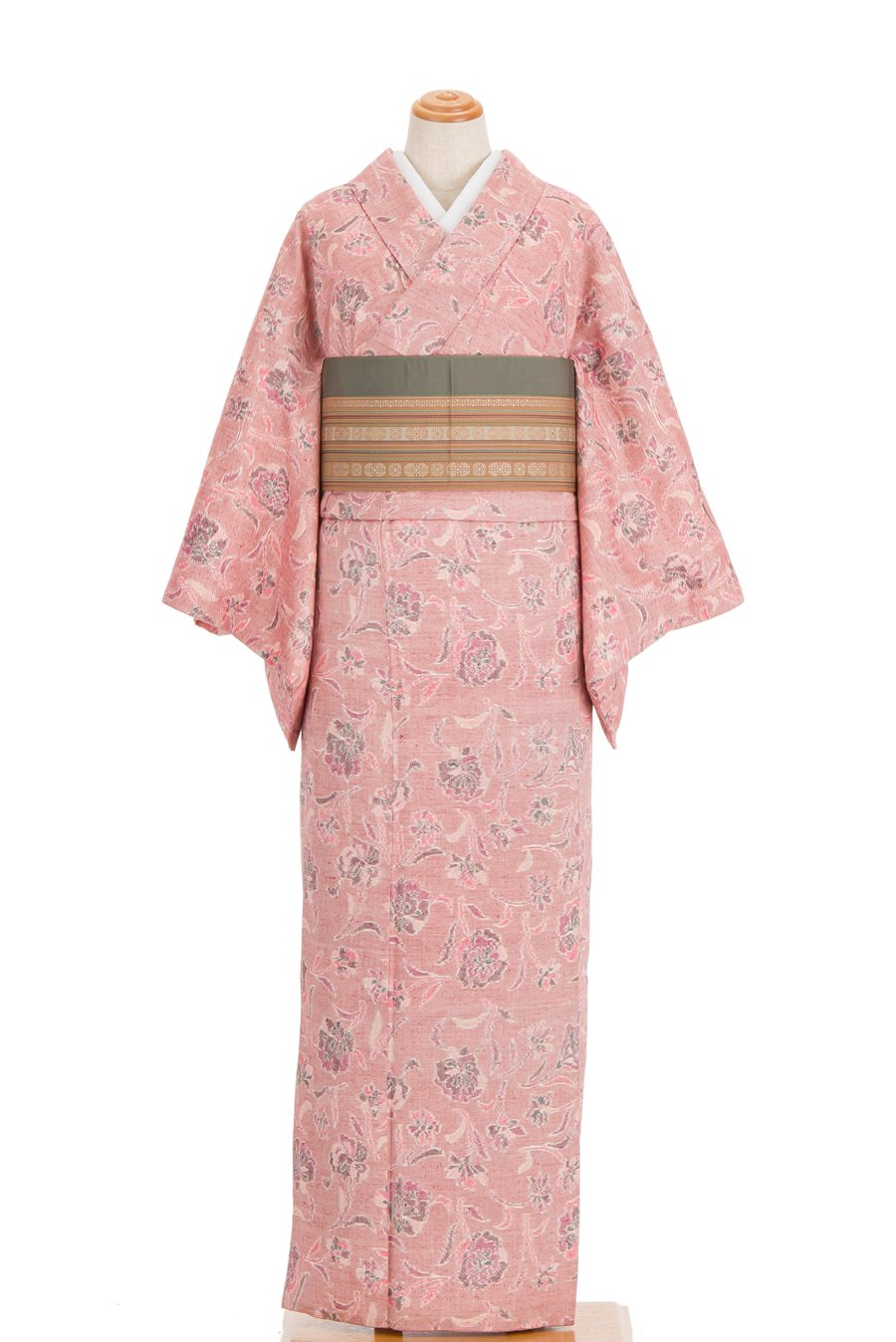 紬 くすみピンク 小花 - からん::アンティーク着物・リサイクル着物の