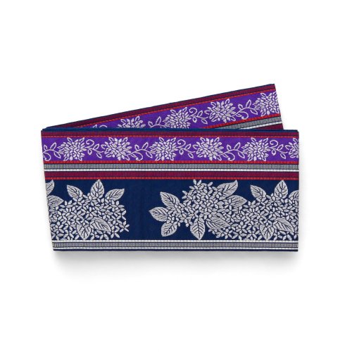博多小袋帯　紫陽花　紺と紫
