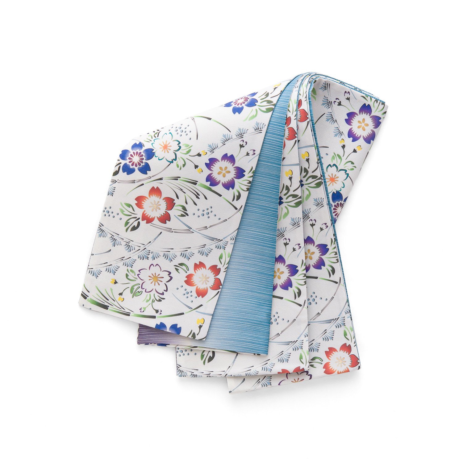 正絹半幅帯 桜×青紫グラデーション - からん::アンティーク着物・リサイクル着物の通販サイト