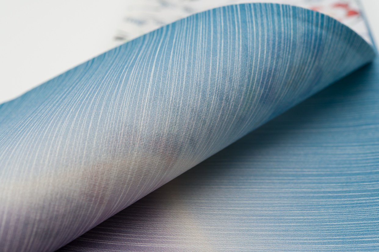 正絹半幅帯 桜×青紫グラデーション - からん::アンティーク着物