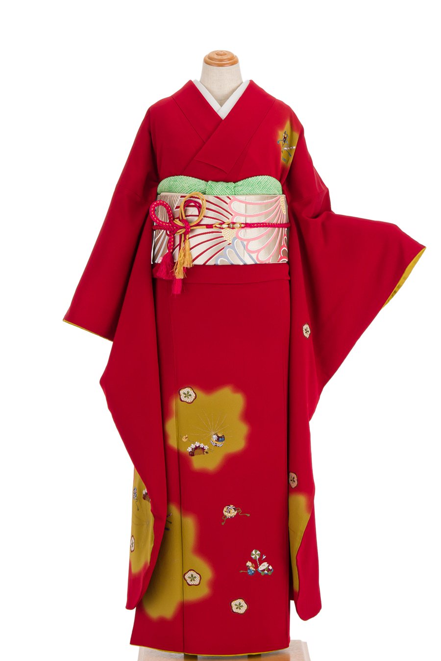 振袖 桜に玩具刺繍 裄長 - からん::アンティーク着物・リサイクル着物 
