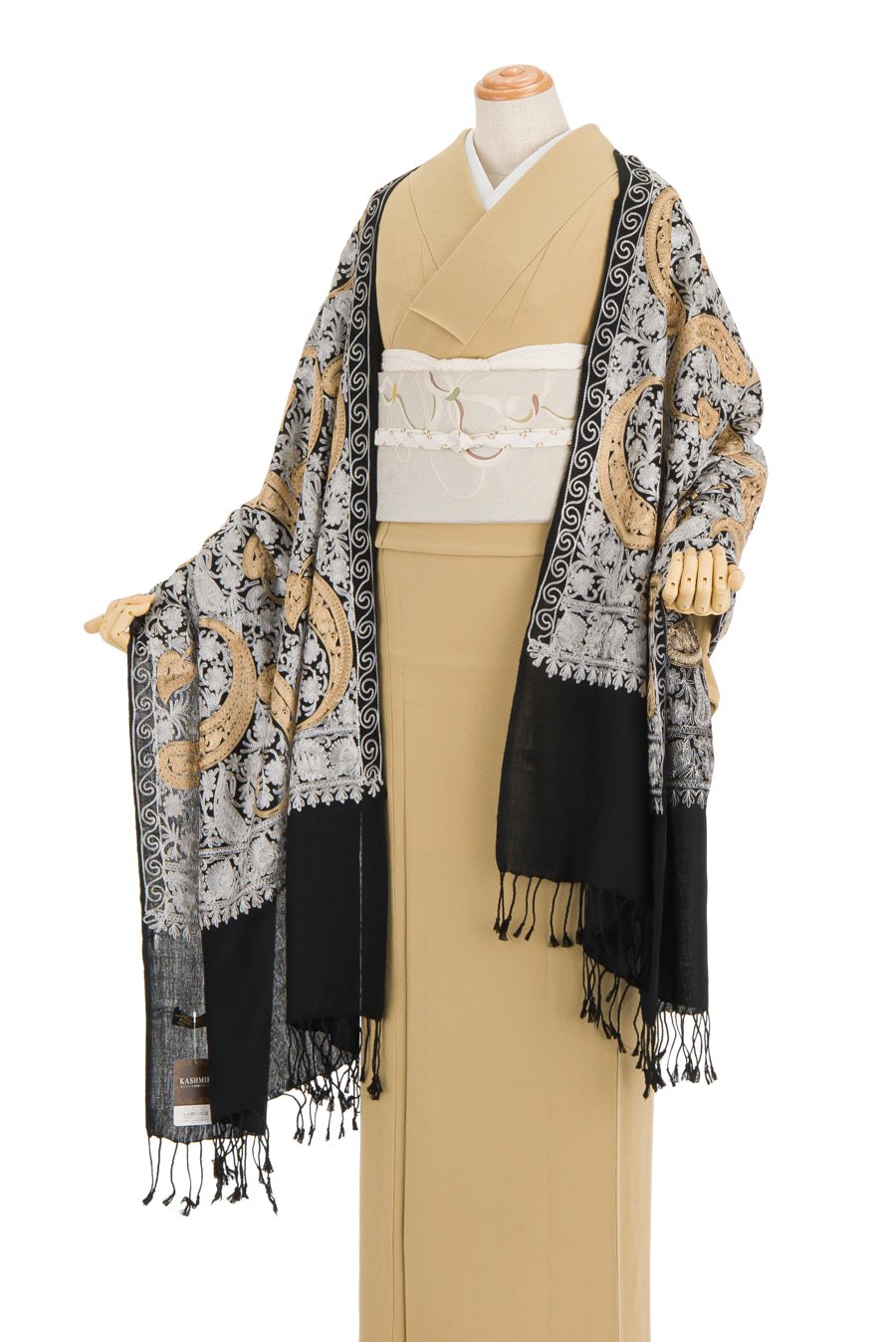 素材ウール新品 カシミール 刺繍ストール インド製 70×200 和装 洋装 ショール