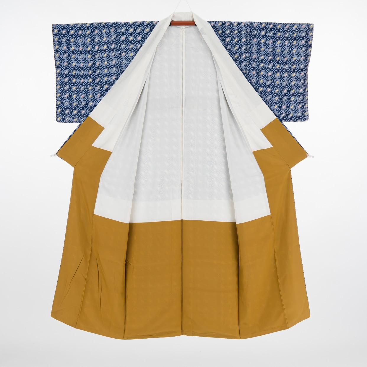 未着用　麻の葉模様　パープルカラー　袋帯　着物　124a p 青地 麻の葉 - からん::アンティーク着物・リサイクル着物の通販