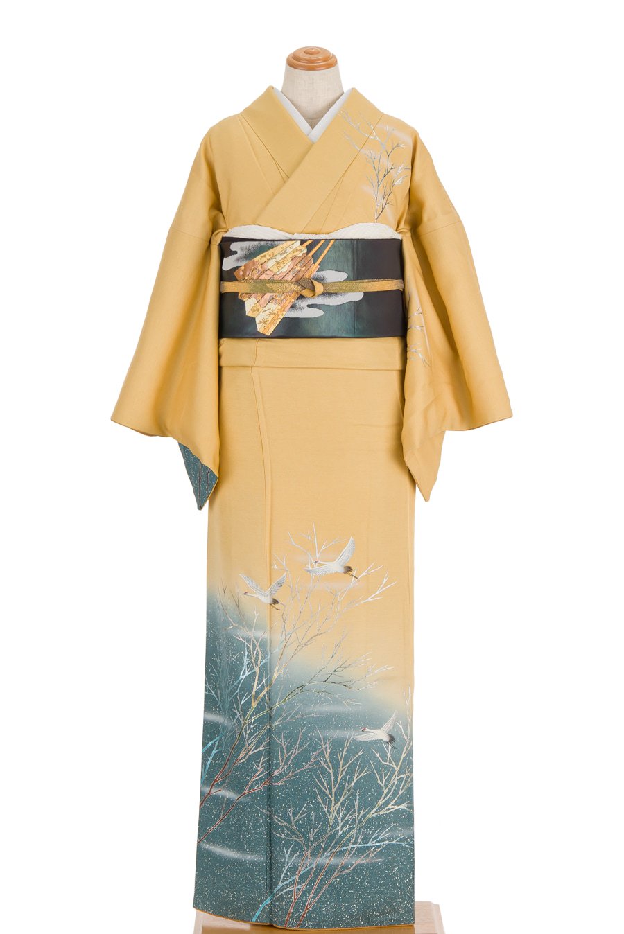付け下げ訪問着 冬景色 鶴と雪 - からん::アンティーク着物・リサイクル着物の通販サイト