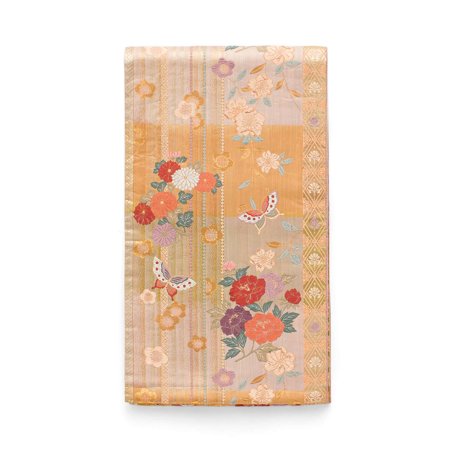 「袋帯●金茶　花と蝶」の商品画像