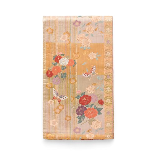 袋帯●金茶　花と蝶のサムネイル画像
