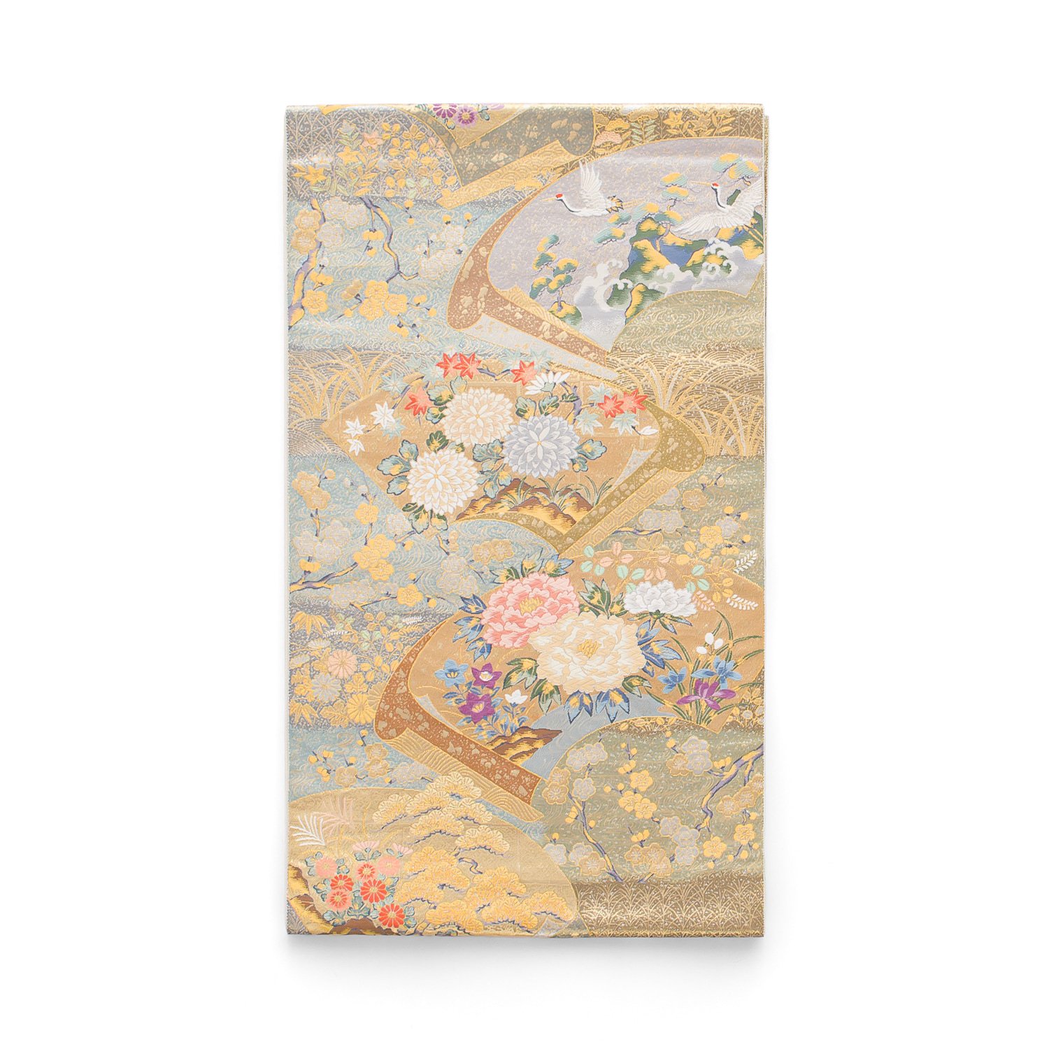 「袋帯●地紙に牡丹　菊　鶴など」の商品画像