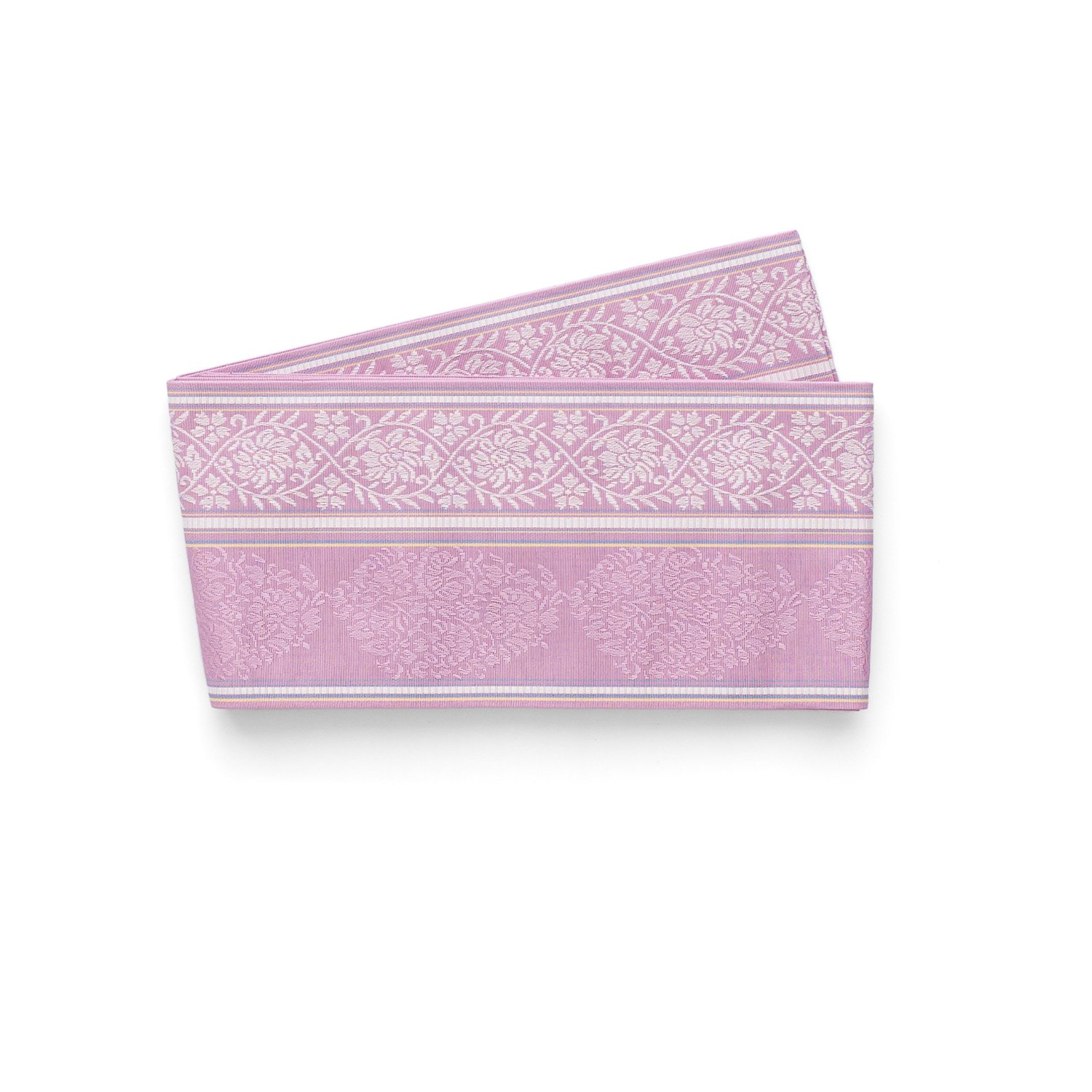 「博多小袋帯　菫色に縞と花」の商品画像