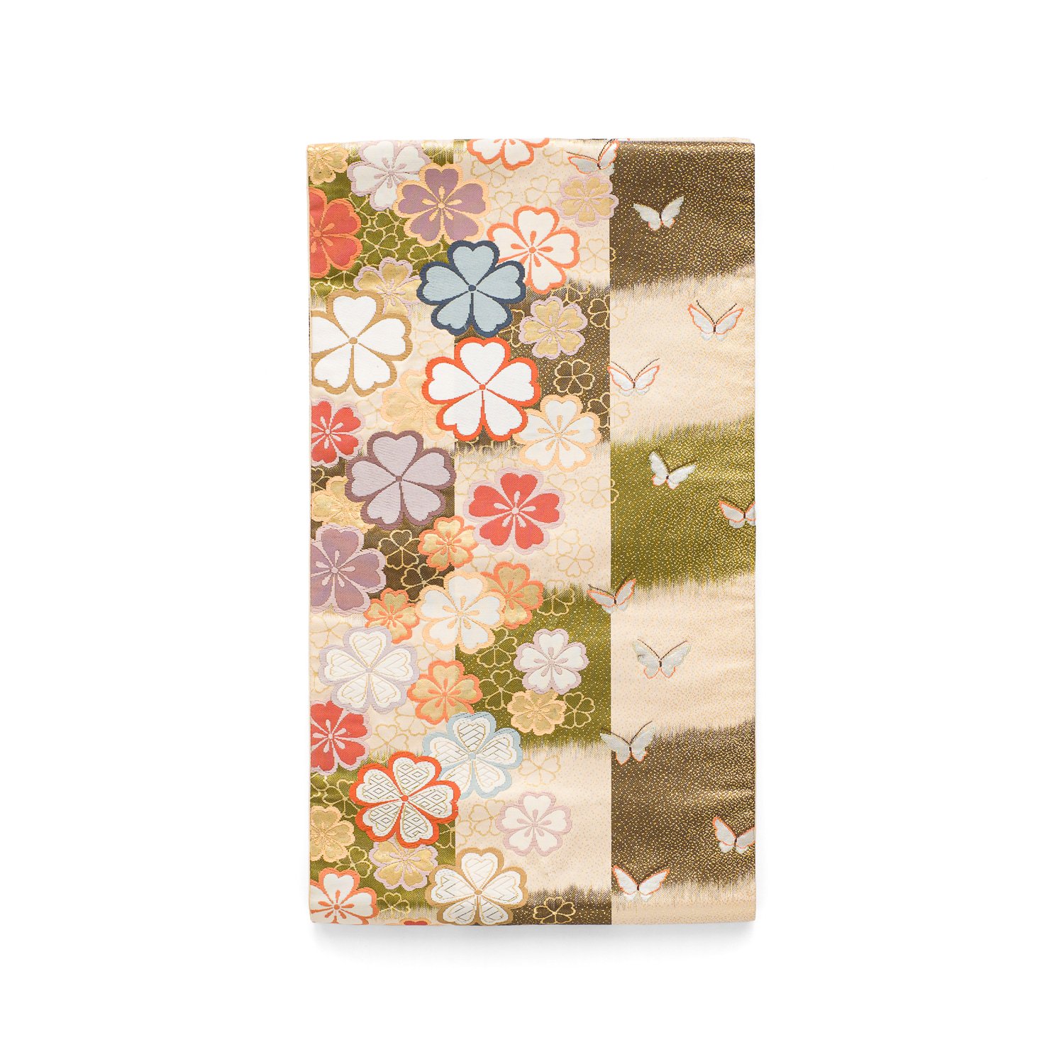 袋帯●市松に桜と蝶々