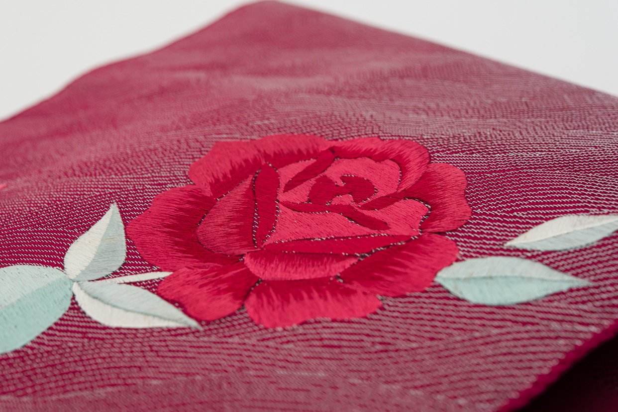 アンティーク 薔薇の刺繍の単帯 m3653-