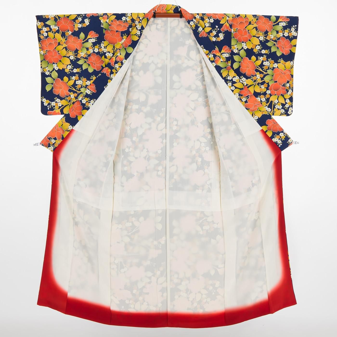 専用です☆アンティークコーラルオレンジの着物単品 アンティーク 着物 帯 セット 紬 名古屋帯 リサイクル着物 正絹