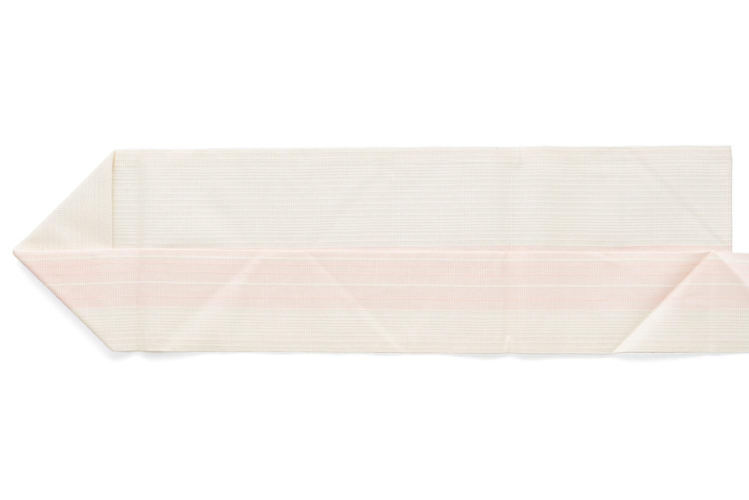 新品 紗 夏帯 白地に桜色の縞 - からん::アンティーク着物