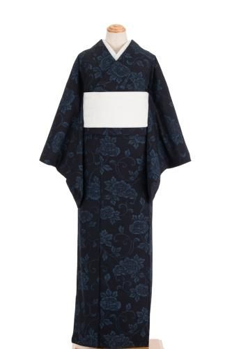 新品 単衣 BANKAN 京友禅 唐花 葡萄染 着物 仕付け糸付 小紋