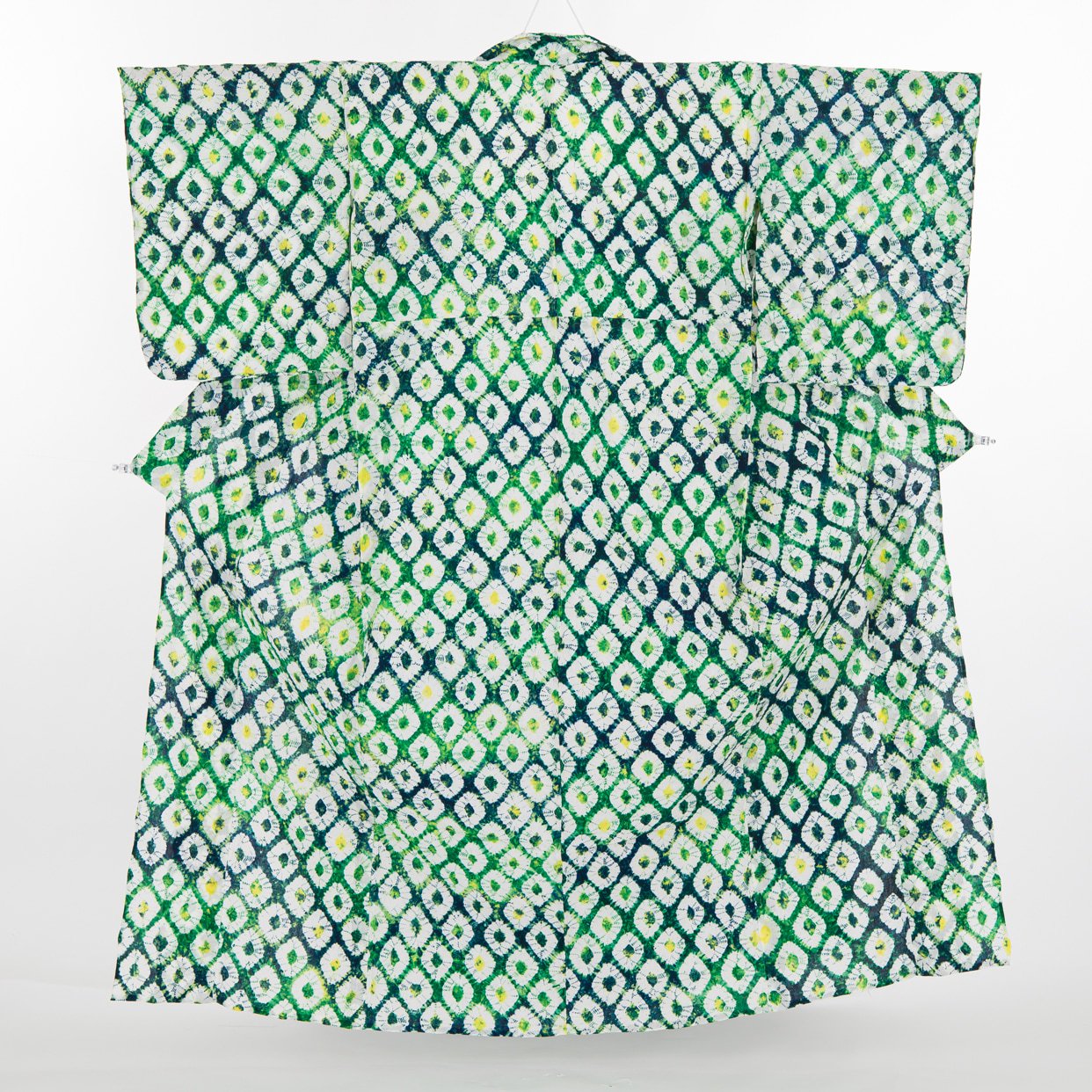 有松絞り浴衣 緑の蜘蛛絞り - からん::アンティーク着物・リサイクル 