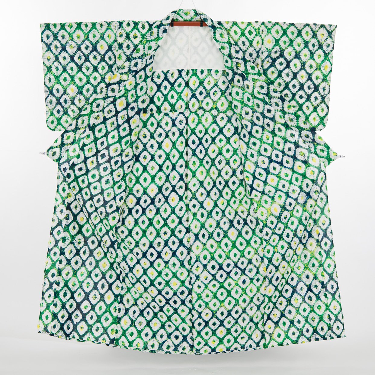有松絞り浴衣 緑の蜘蛛絞り - からん::アンティーク着物・リサイクル