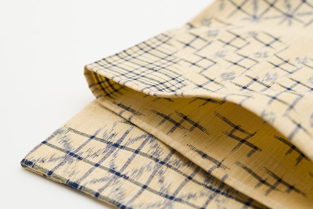 単衣 紬 絣の三角模様 ゆったりサイズ - からん::アンティーク