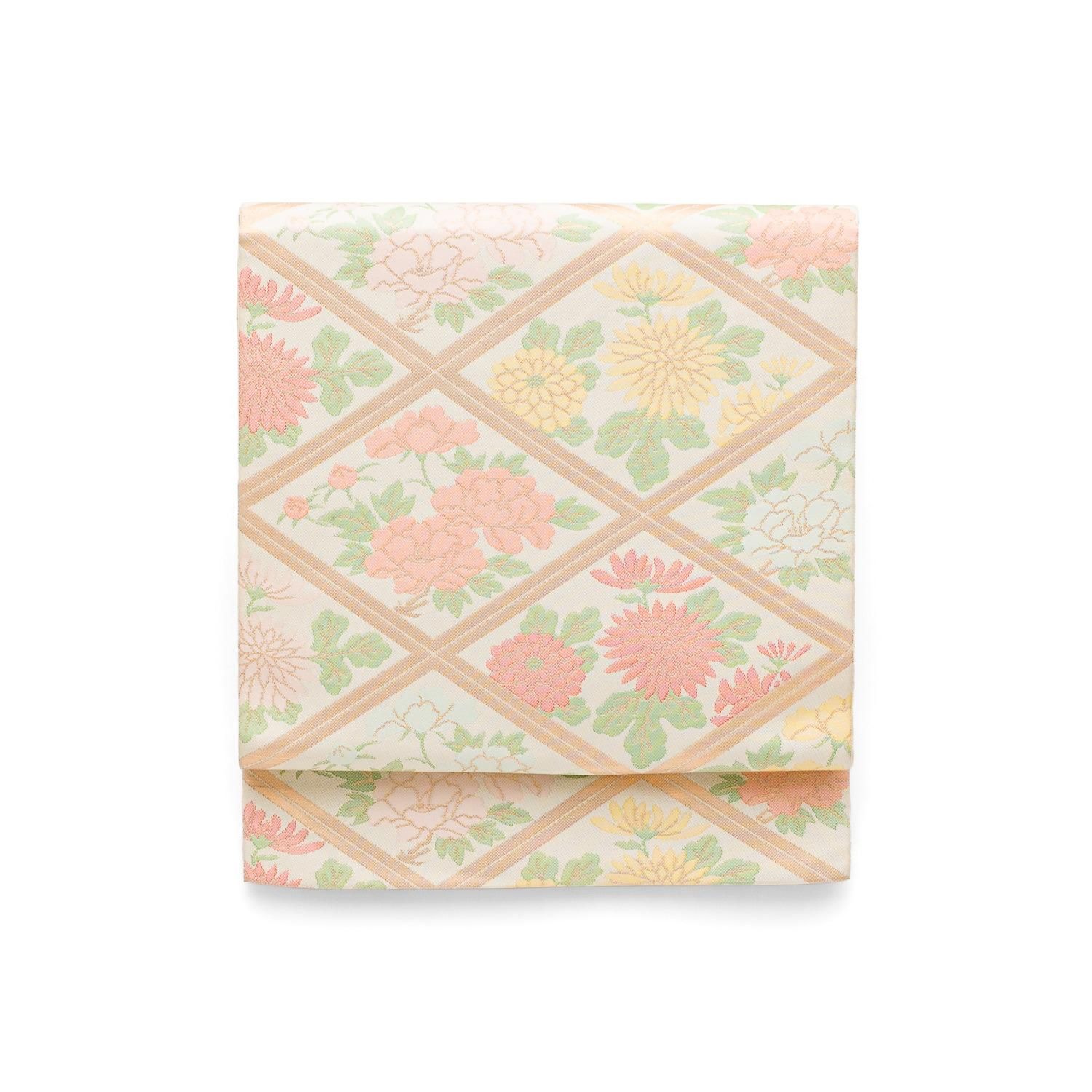 袋帯○菱に牡丹と菊 - からん::アンティーク着物・リサイクル着物の