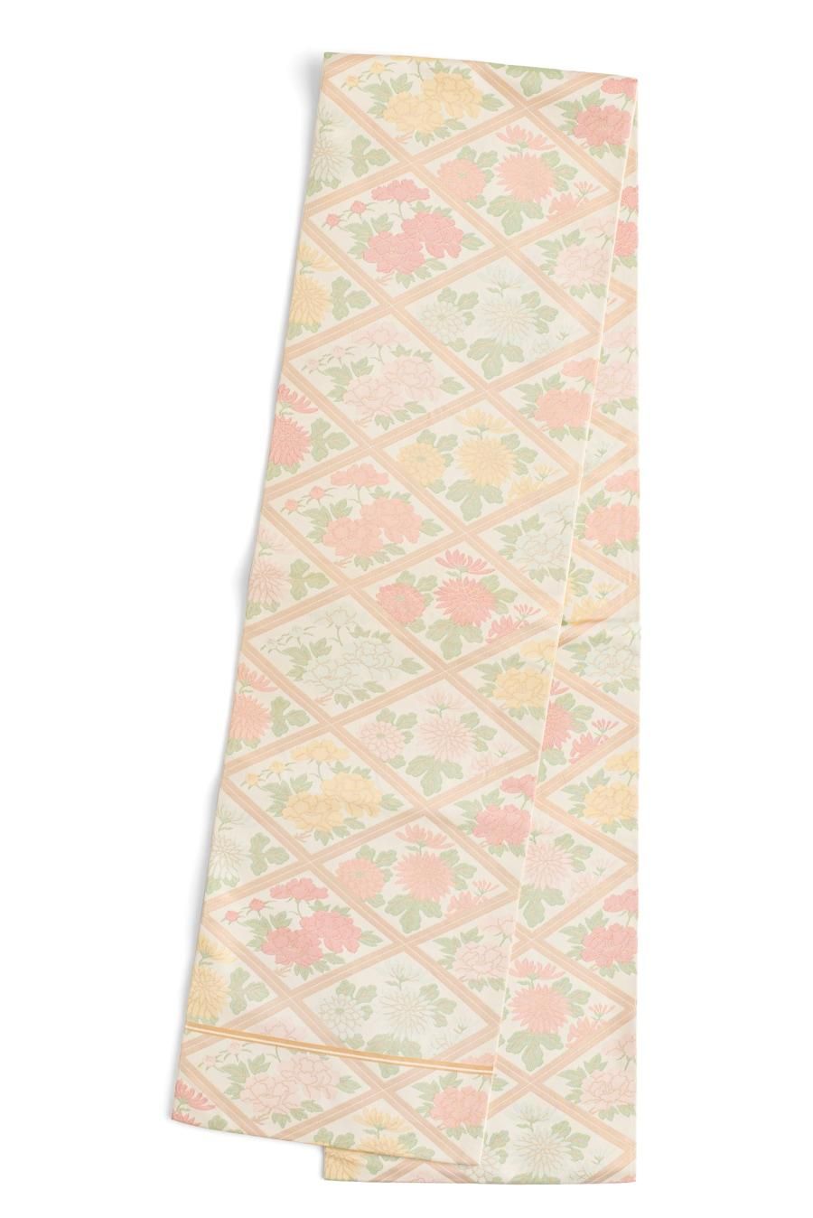 袋帯○菱に牡丹と菊 - からん::アンティーク着物・リサイクル着物の