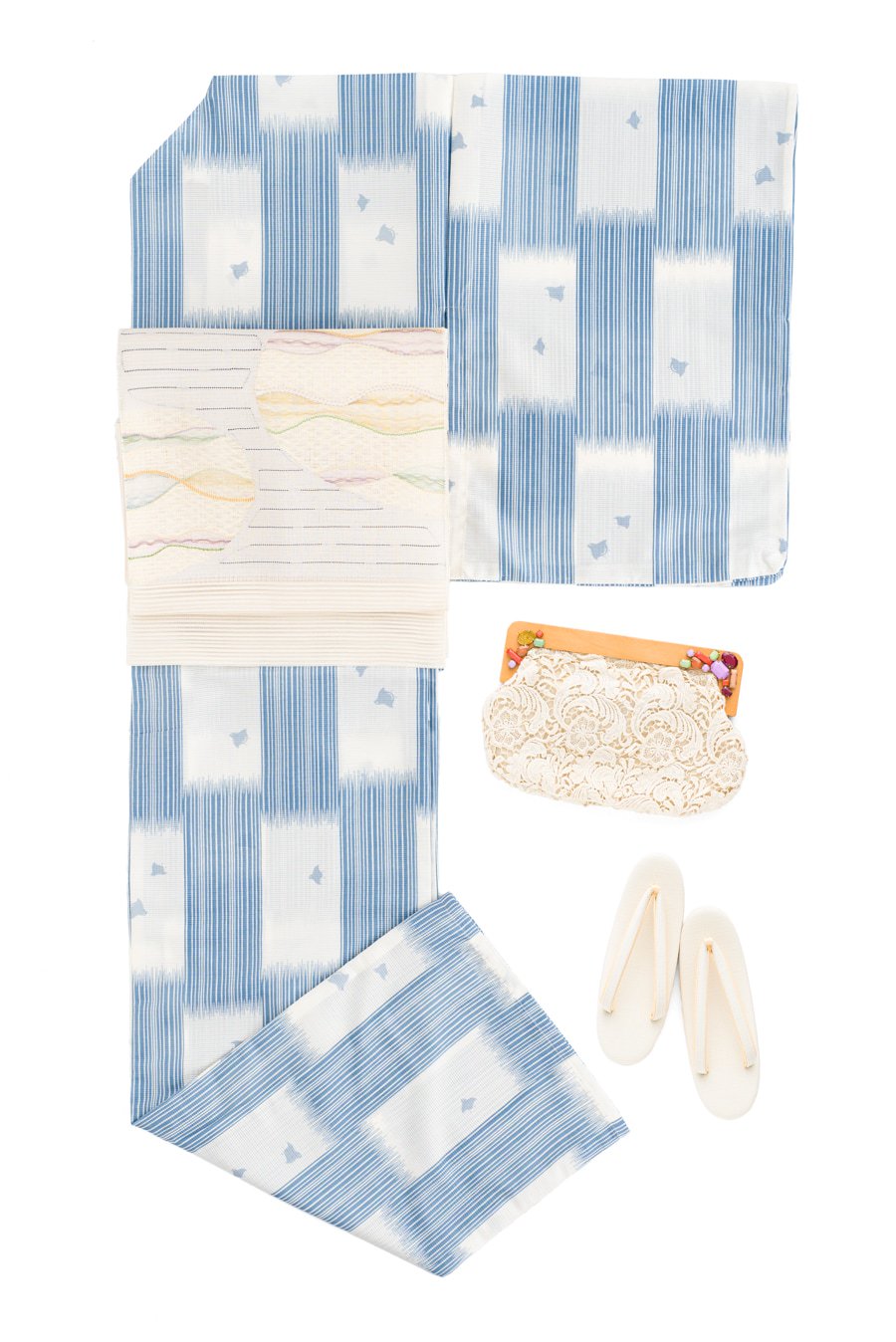 「新品　洗える着物　絽　市松と千鳥　M」の商品画像