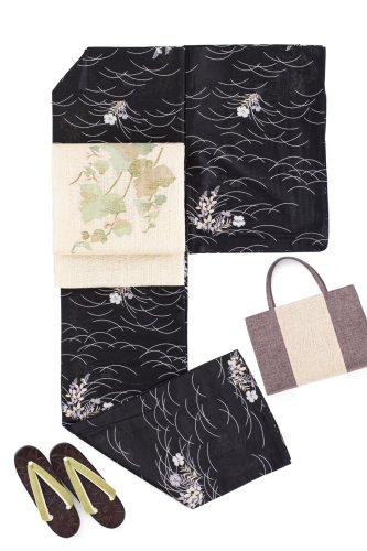 新品　洗える着物　絽　萩と撫子　Mのサムネイル画像