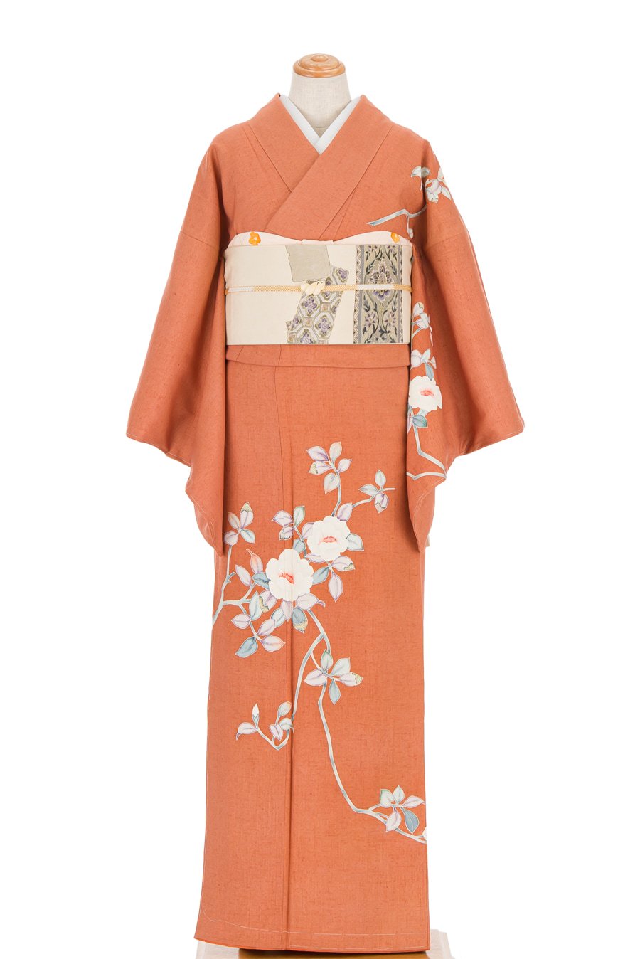 kimonolove紋錦紗 長襦袢 正絹 梅に椿 着物 antique kimono A-1333