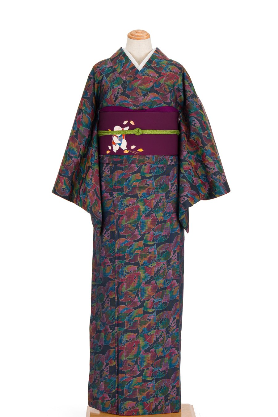 大島紬の着物から☆ドレープが素敵なイレギュラーハーフコート、クリップ♡付き☆
