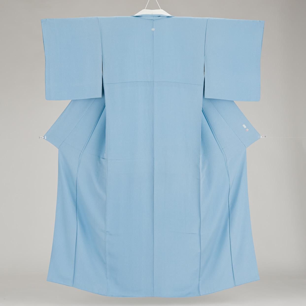 色無地 一つ紋 空色 - からん::アンティーク着物・リサイクル着物の