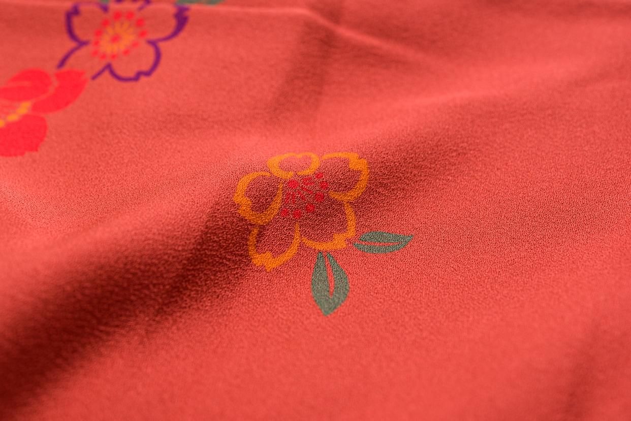 紅緋色 桜 - からん::アンティーク着物・リサイクル着物の通販サイト