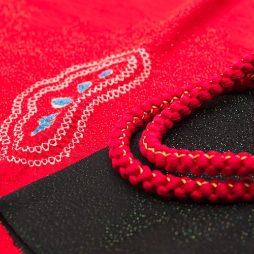 振袖用　帯揚げ帯締めセット　絞りの松　赤黒のサムネイル画像