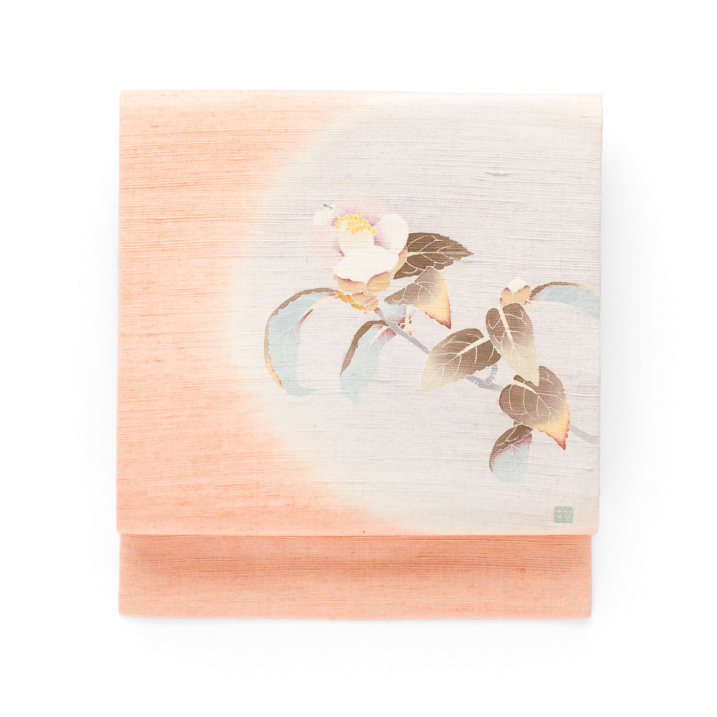 「紬地　一輪の白花　作家物」の商品画像