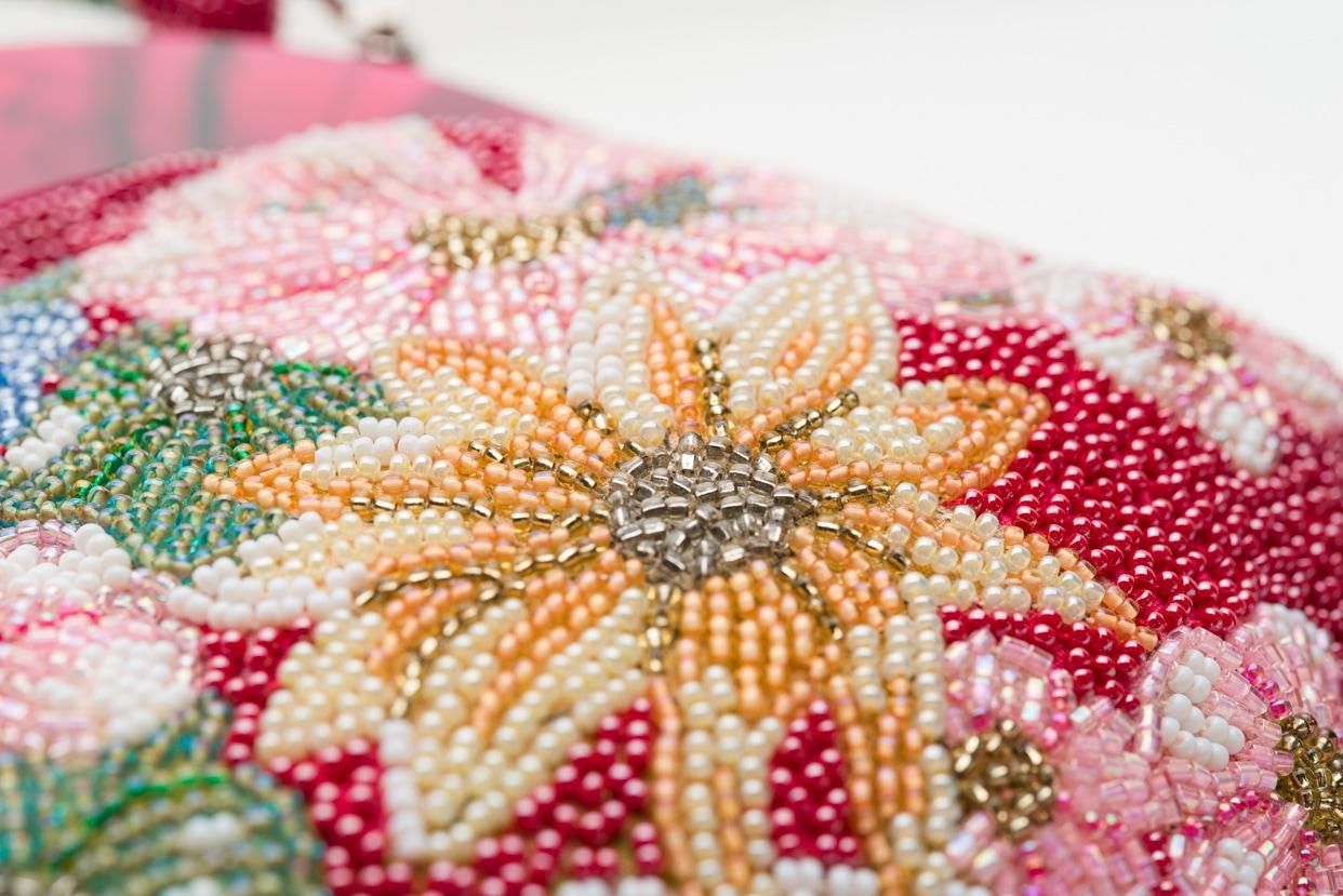ビーズバック　花柄　絢爛　ヴィンテージ Vintage French Petite Floral Beads Embroidery Bag