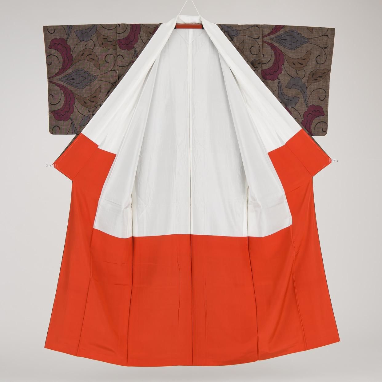 小紋　フルセット　大島紬　ヨコソ　葉　木の実　ハイパワーガード　着物　L4 小紋 フルセット 大島紬 ヨコソ 葉 木の実 ハイパワーガード 着物 L4