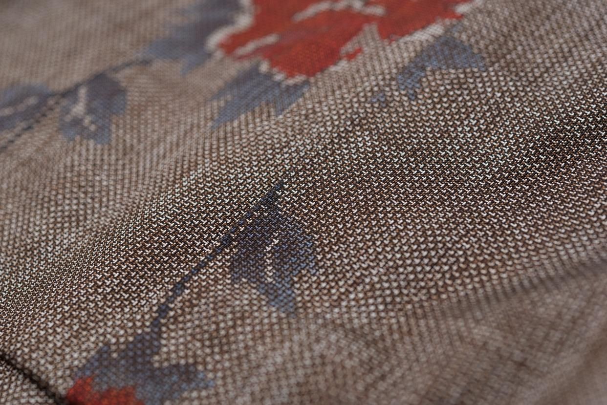 大島紬 赤い牡丹 - からん::アンティーク着物・リサイクル着物の通販サイト