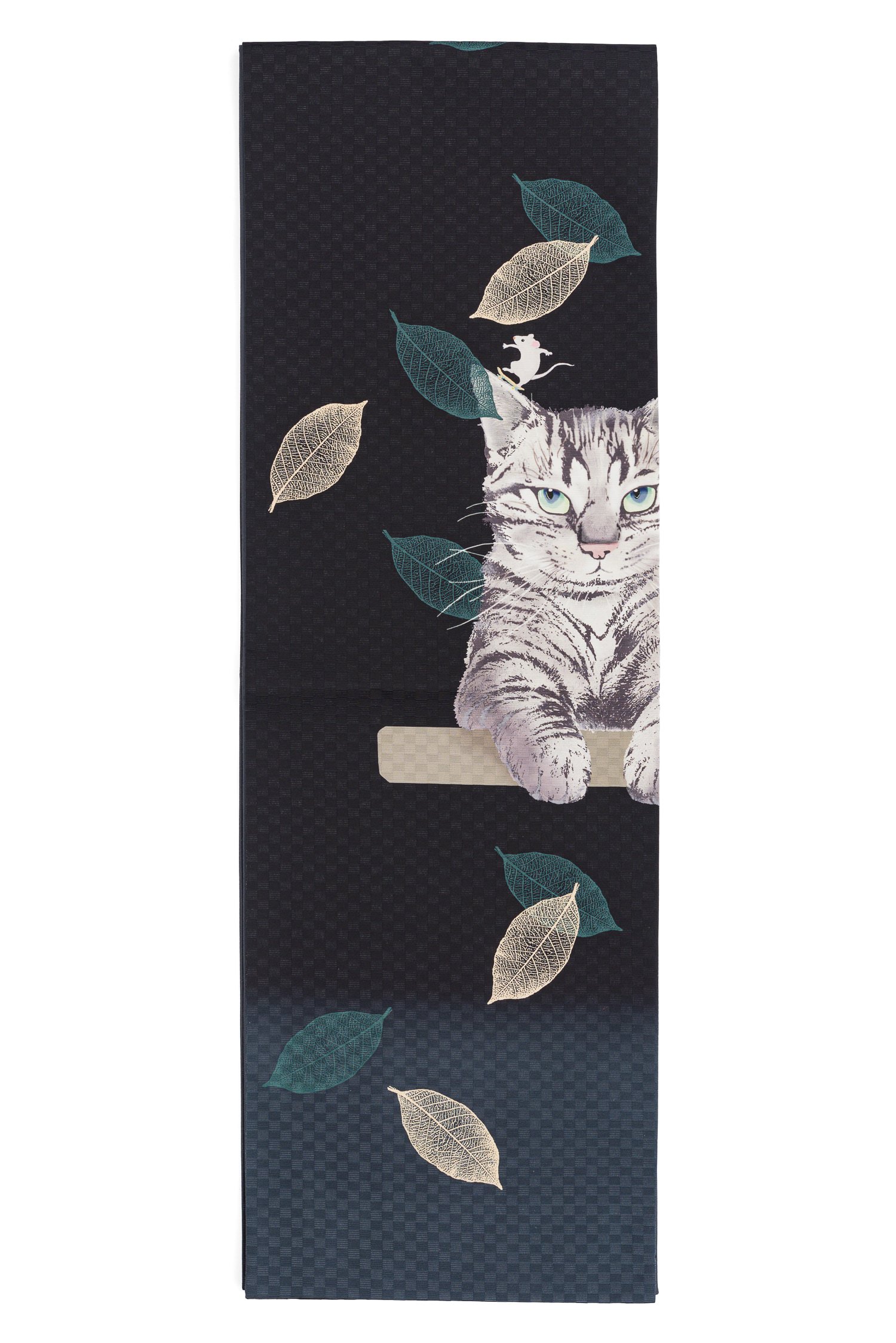 三日月と花と猫の京袋帯   SELE