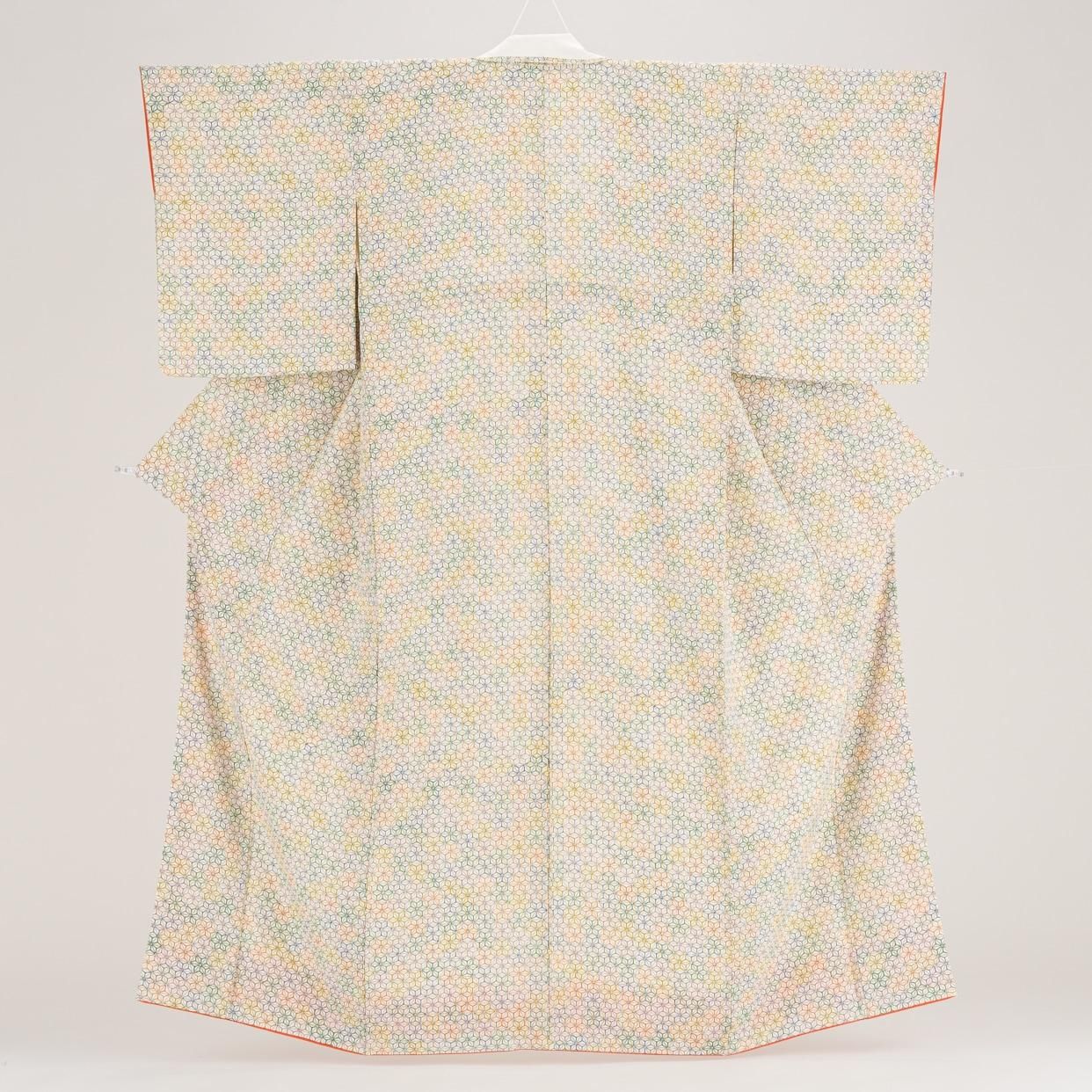 ★専用★未使用品 名古屋帯 アイボリー 麻の葉 長さ3m65cm お洒落 正絹 SOUBIEN 名古屋帯 未仕立て 生成り色 アイボリー 青緑 水色 献上