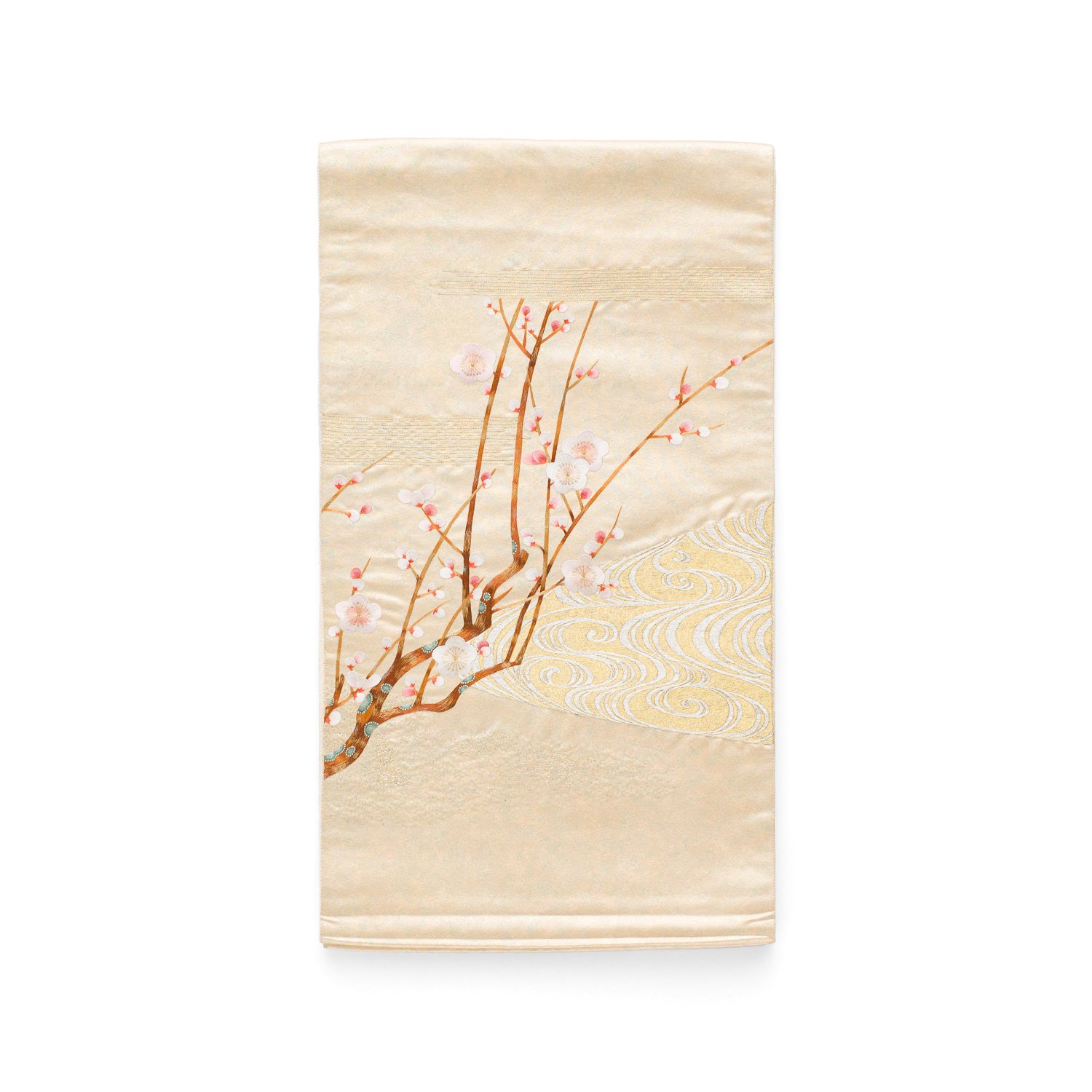 袋帯●蘇州刺繍　流水に梅の木