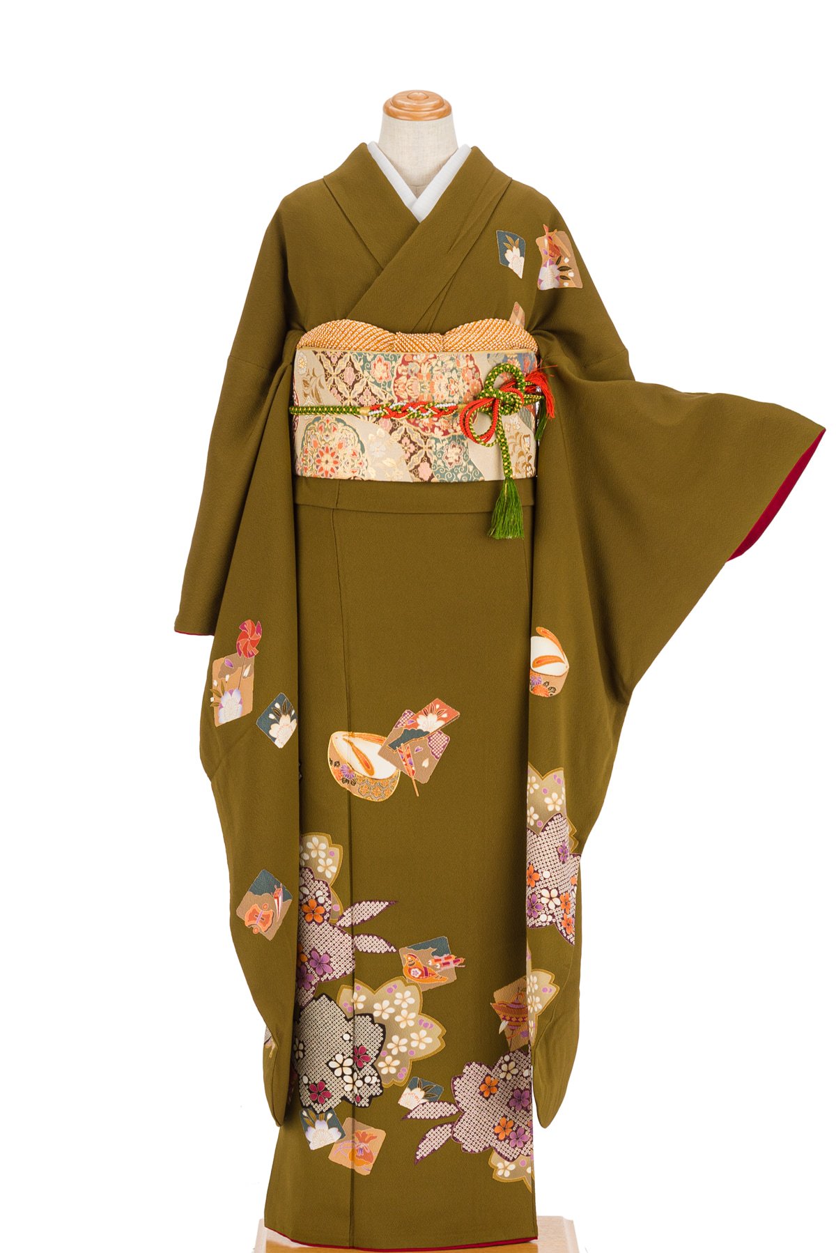 振袖 桜とぽっくり 裄長 - からん::アンティーク着物・リサイクル着物 ...