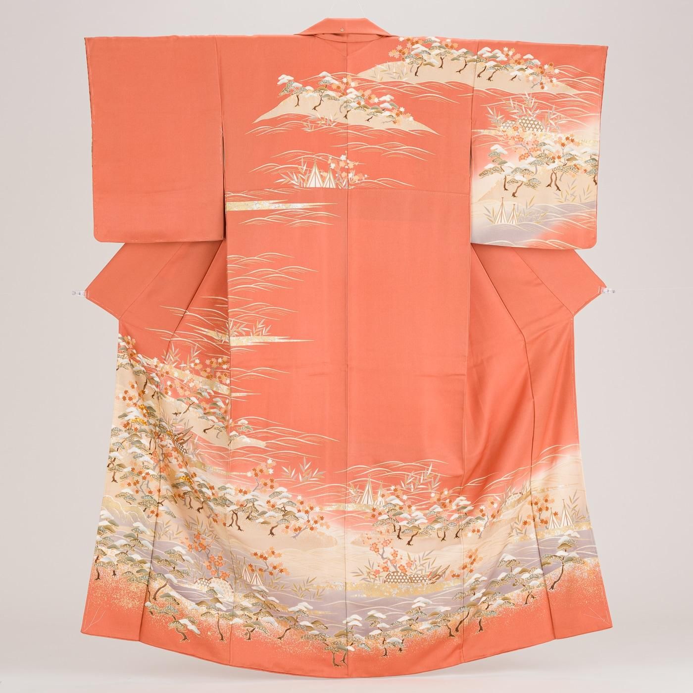 水色 梅柄 シルク訪問着 テフロン加工